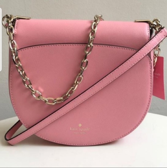 Kate Spade Medium Chain Saddle Bag Pink NWT - Picture 3 of 14